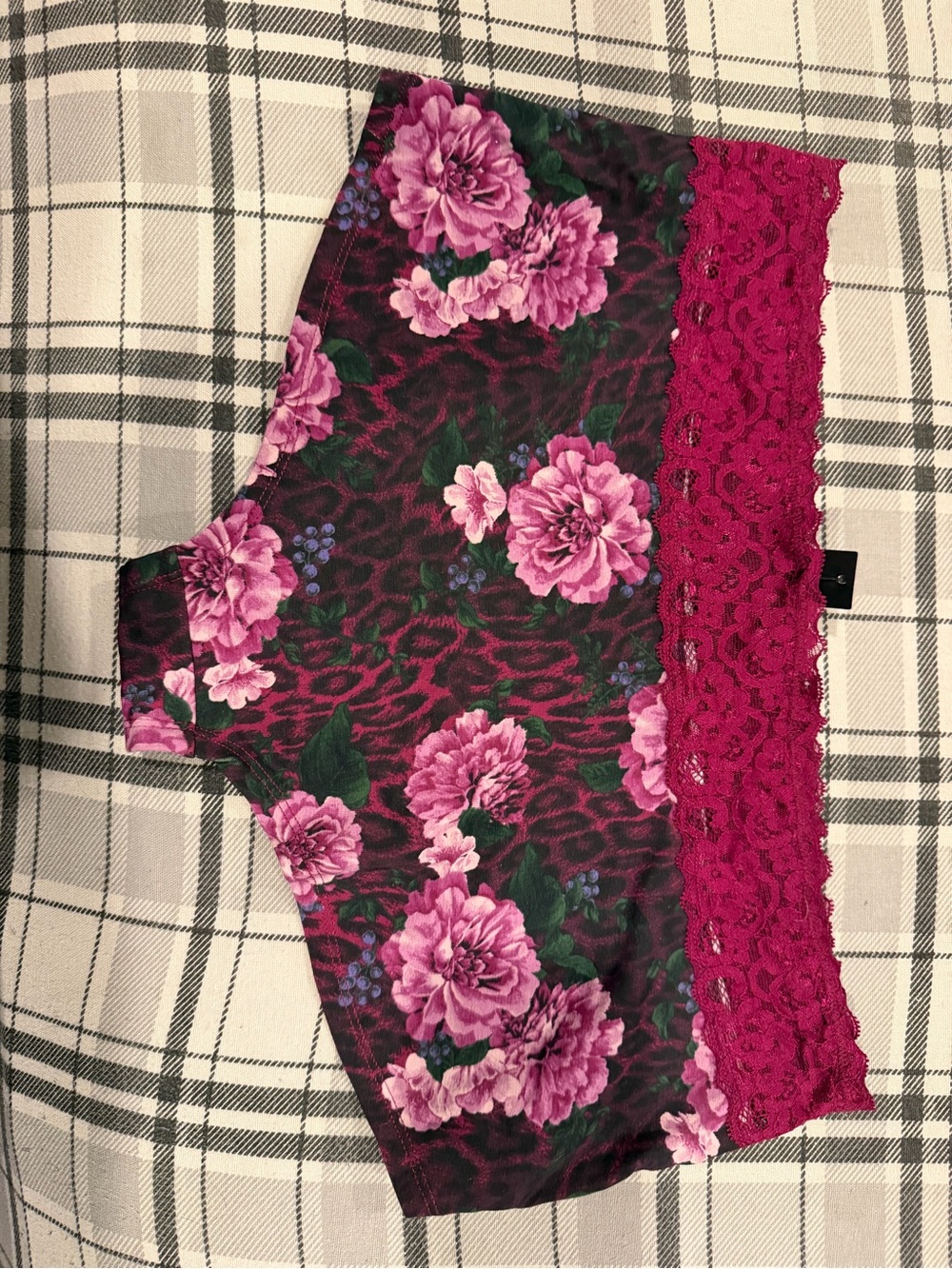 torrid Floral Lace-Trim Hipster Panty in Berry & Green - Picture 2 of 3